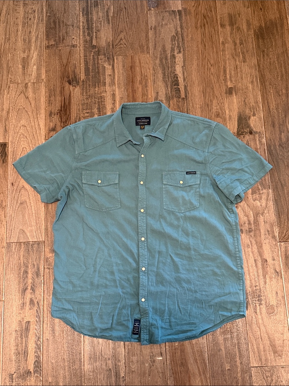 Lucky Brand Men's Green/Blue Short Sleeve Shirt